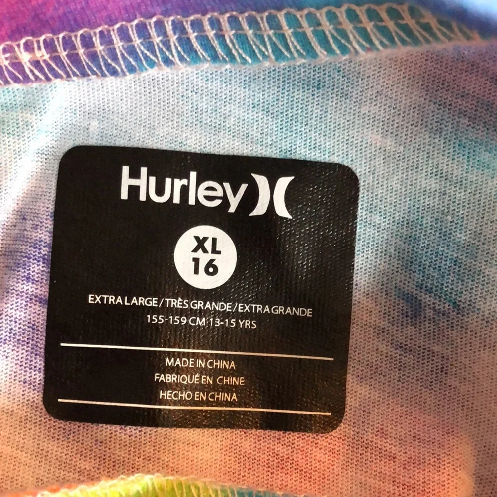 Hurley size 16 Tie Dye multi color rainbow short one piece jumpsuit romper